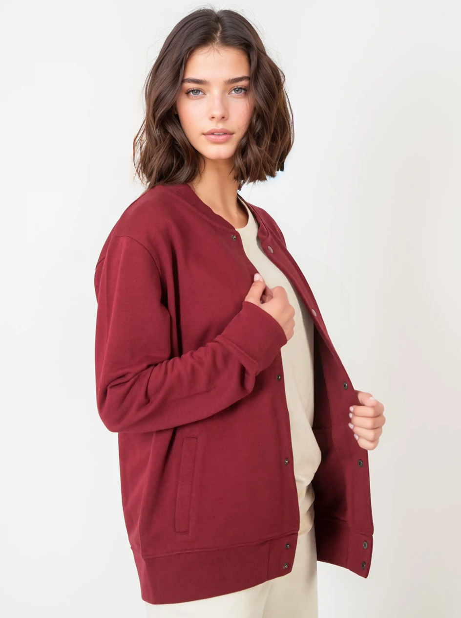 Ginjas Unisex Sweatjacket Burgundy#color_burgundy